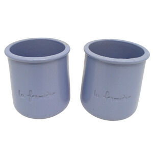 La Fermière French Blue Ceramic Yogurt Jars ~ Set of 2 Terracotta Bottom Pots